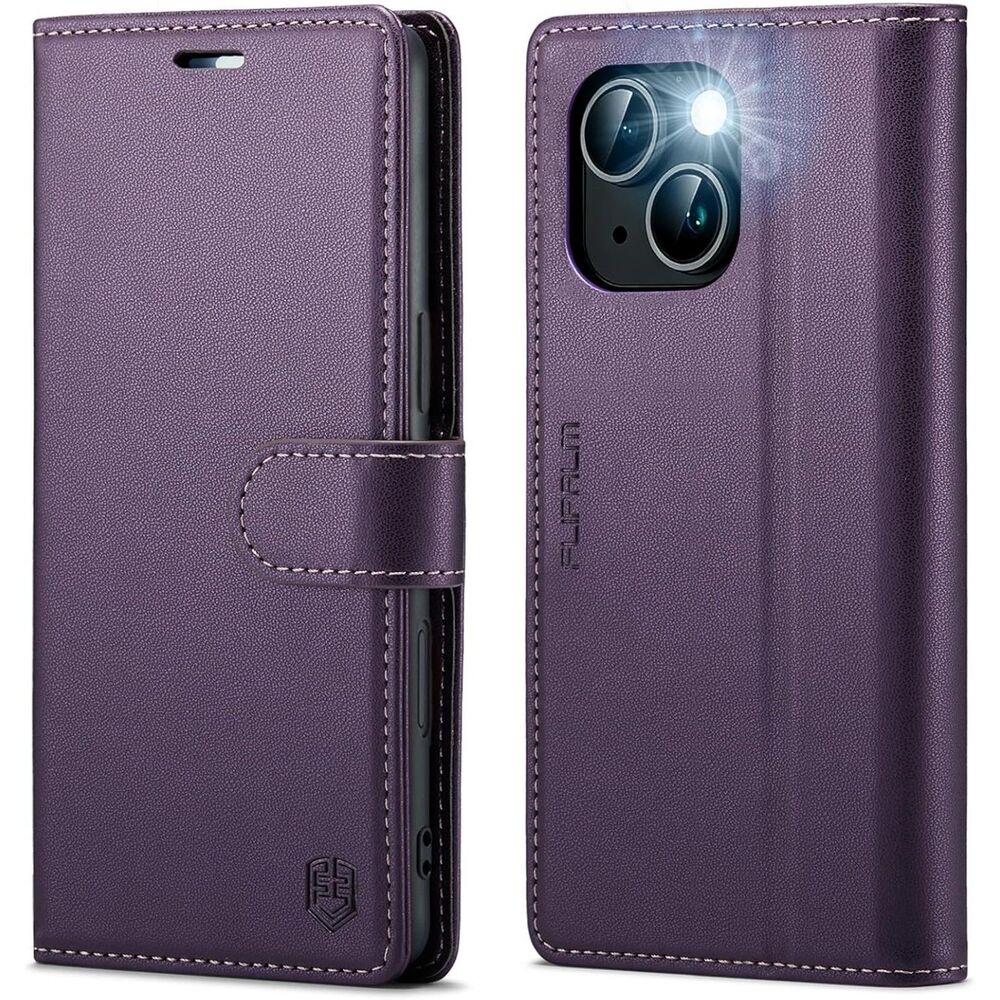 FLIPALM iPhone 15 Plus Wallet Case - 6.7" RFID Blocking, Kickstand Shockproof